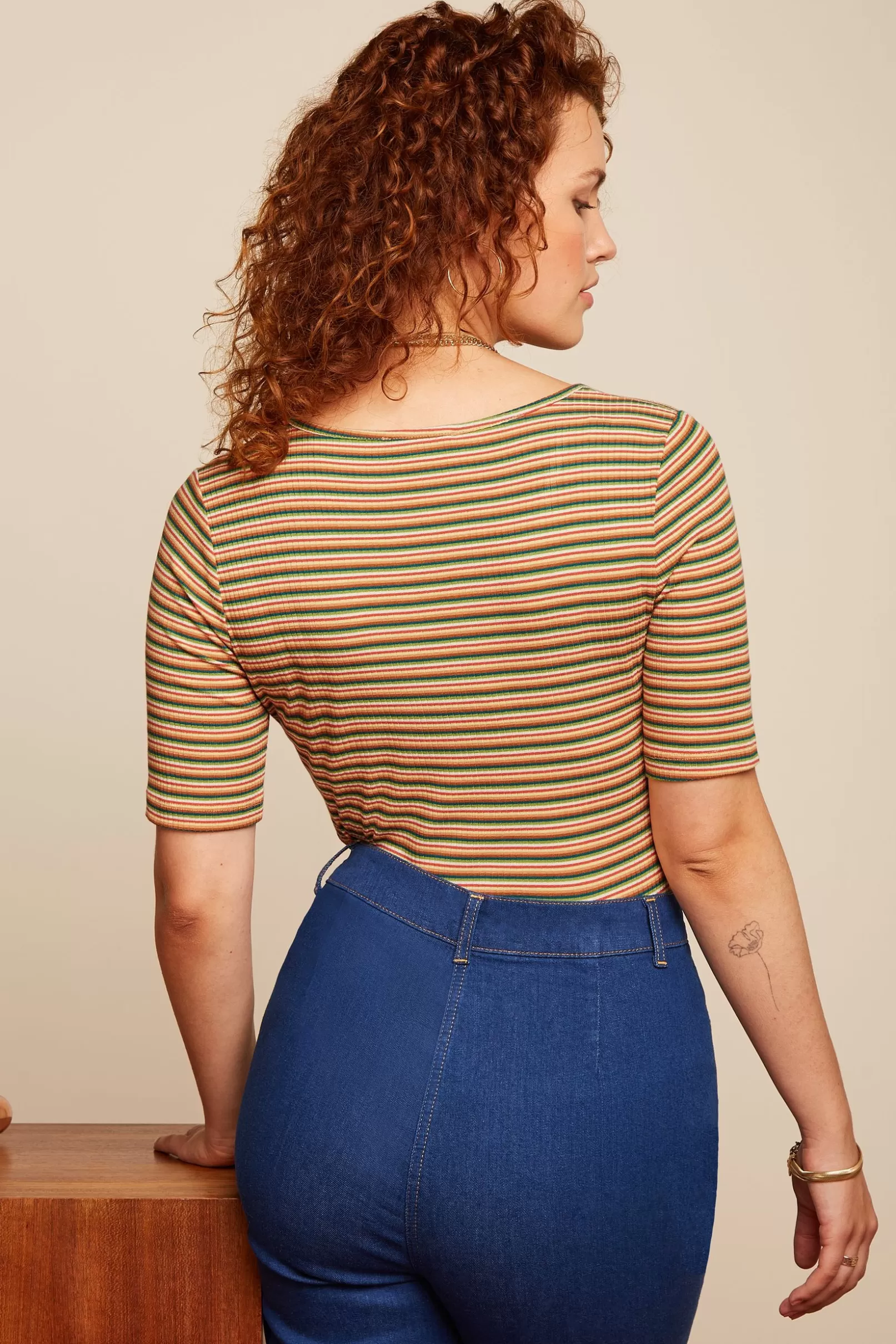 Tops & Shirts*King Louie Carice Top Boxy Stripe Ponderosa Green